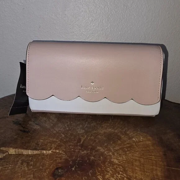 Kate Spade Gemma Scallop Wallet On Chain Rose Smoke Pink Crossbody NWT - Picture 4 of 16